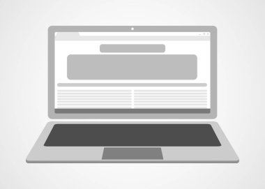 Internet tarayıcı açık vektör ile modern dizüstü bilgisayar