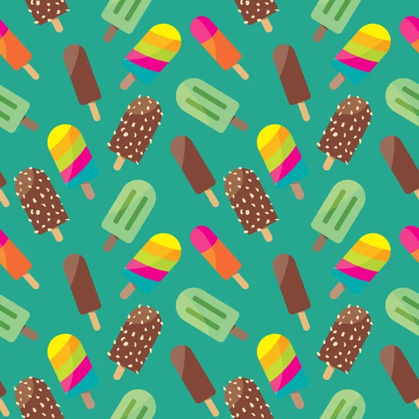 Colorful Ice Cream Seamless Vector Pattern Background — Stock Vector