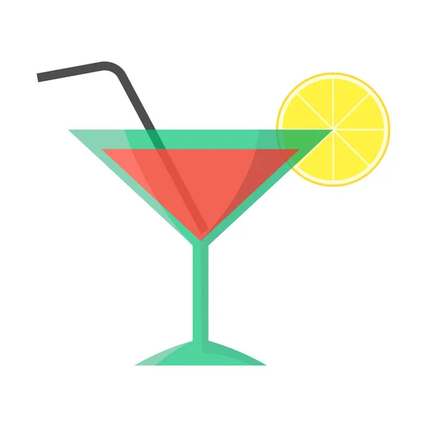 Cocktail dans un verre Martini avec un vecteur de tranche de citron isolé — Image vectorielle