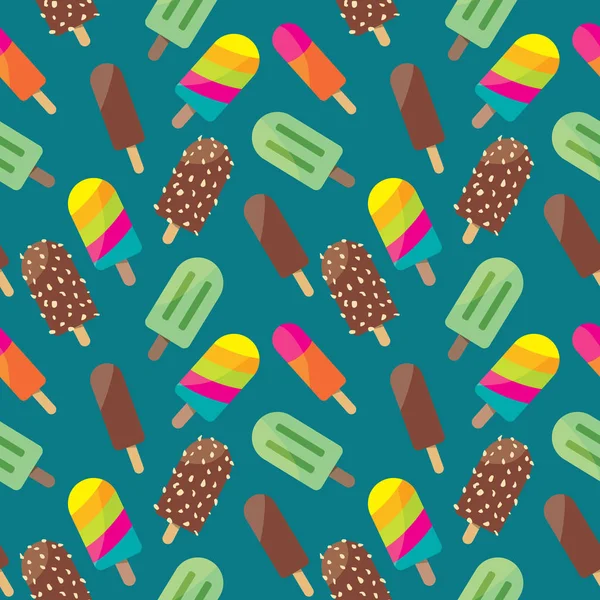 Colorful Ice Cream Seamless Vector Pattern Background — Stock Vector