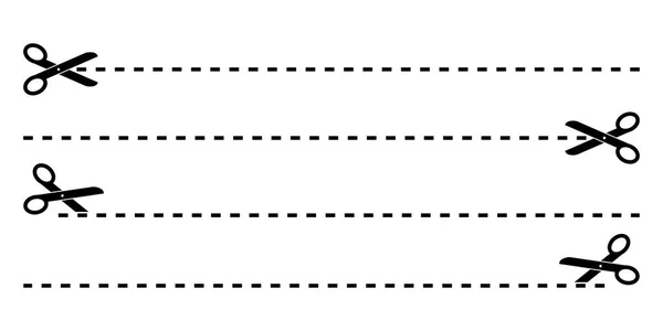 Siyah makasla kesme hatları vektör izole kümesi