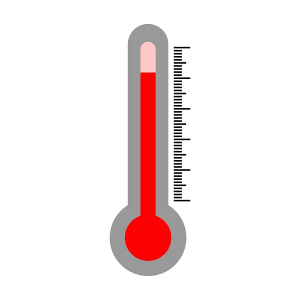 Hot Weather, Thermometer Showing High Temperature Vector Isolated — Stock Vector