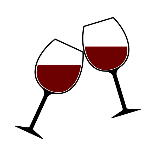 Copas de vino tinto Clink Vector aislado, Salud ! — Archivo Imágenes Vectoriales