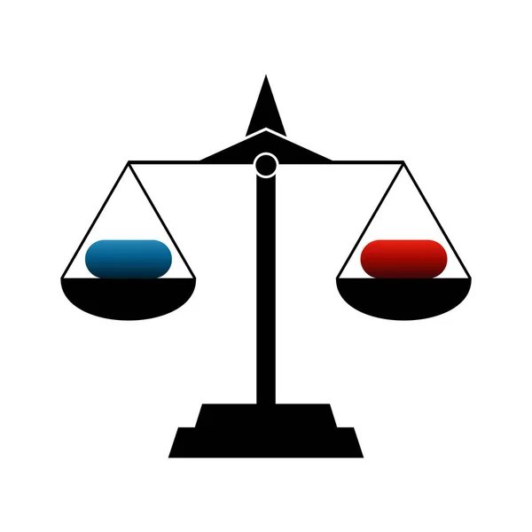 Mavi ve kırmızı hapı bir ölçekte, kavram - seçimi, karar