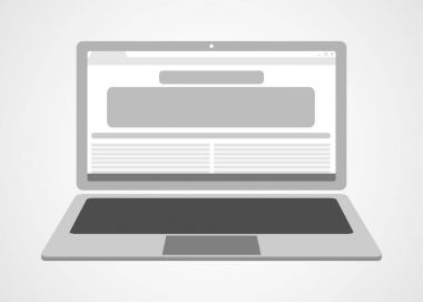 Internet tarayıcı açık vektör izole ile modern dizüstü bilgisayar