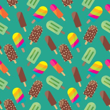 Renkli dondurma Dikişsiz desen arka plan mavi