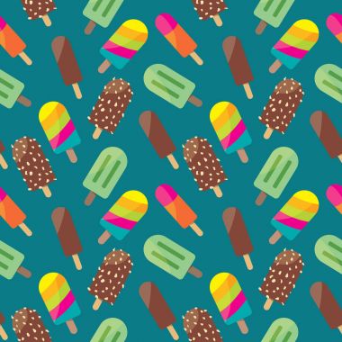 Renkli dondurma Dikişsiz desen arka plan mavi