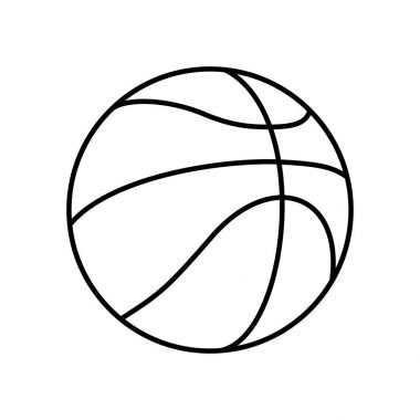 Siyah ve beyaz basketbol topu anahat simgesini izole