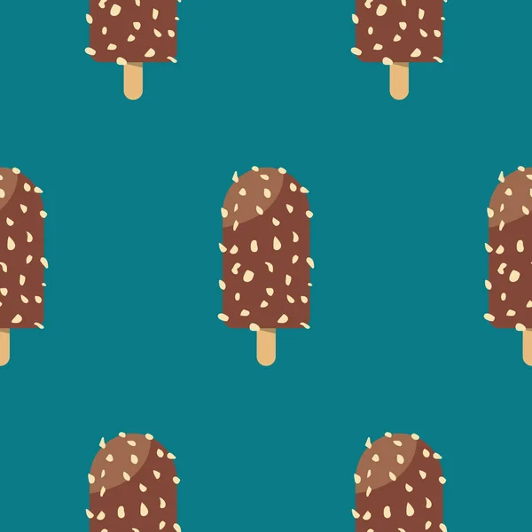 Almond Chocolate Ice Cream Seamless Pattern Background Blue — Stock Photo, Image