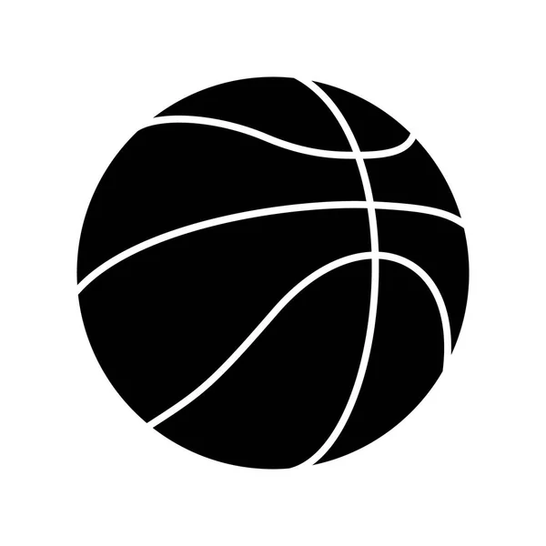 Zwart-wit basketbal bal silhouet pictogram geïsoleerd — Stockfoto