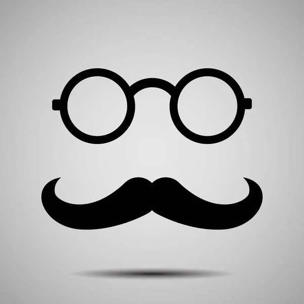 라운드 안경 및 절연 복고풍 스타일 콧수염 실루엣 — 스톡 사진