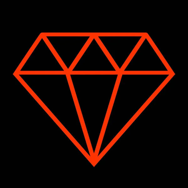 Красный бриллиант на черном фоне Роскошный логотип — стоковое фото