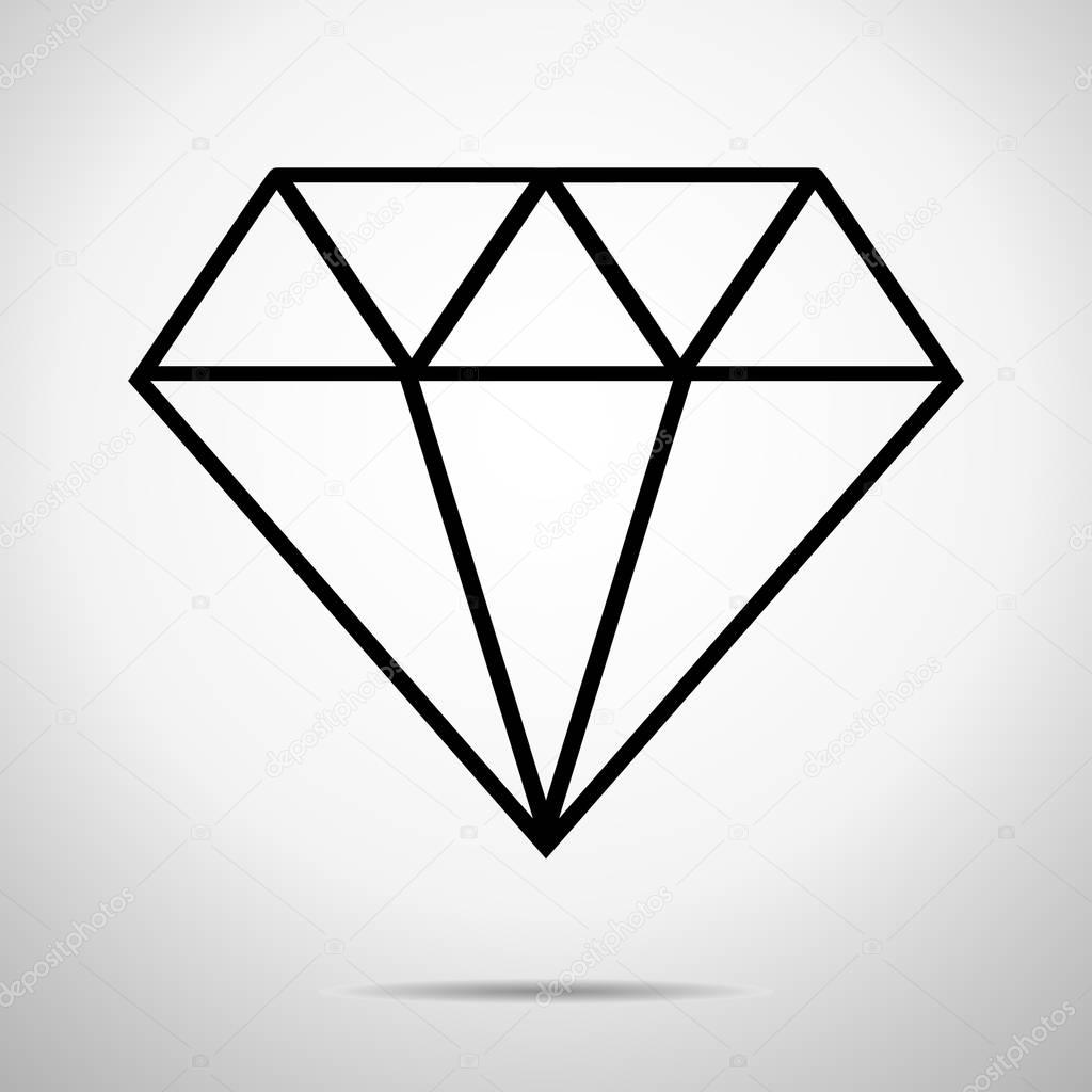 Diamond Icon Isolated, Luxury Crystal