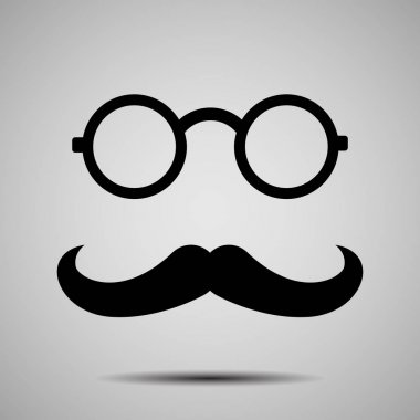 Yuvarlak gözlük ve Retro tarzı bıyık vektör izole