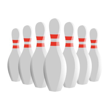 Bir satır vektör çizim yedi Bowling iğne izole - Strike!