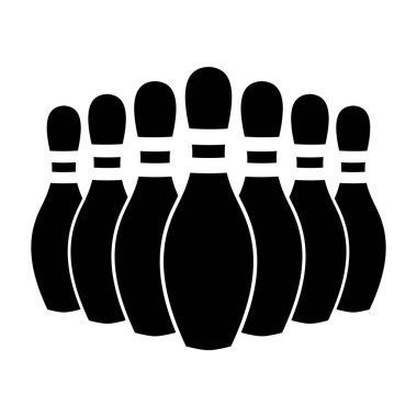 Bir satır vektör çizim yedi Bowling iğne izole - Strike!