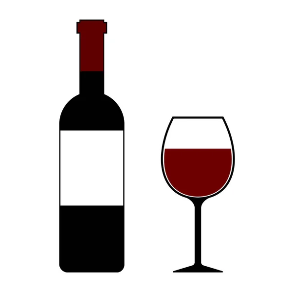 Illustration vectorielle isolée en verre et bouteille de vin rouge — Image vectorielle
