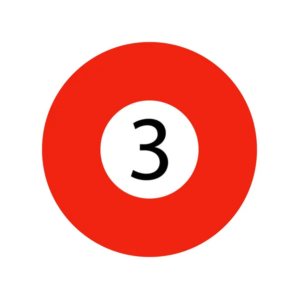 Flache rote drei Pool - Billardkugel Symbol Vektor isoliert — Stockvektor