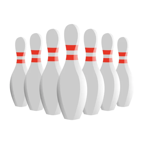 Sju Bowling stift i en rad vektorillustration isolerade - Strike! — Stock vektor