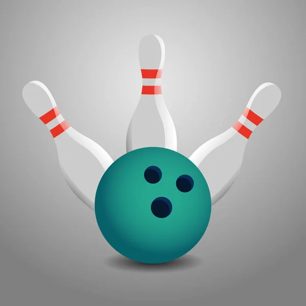 Bowlingklot slår tre stift vektorillustration - Strike! — Stock vektor