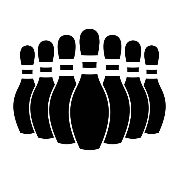 Zeven Bowling pinnen in een rij vectorillustratie geïsoleerd - Strike! — Stockvector