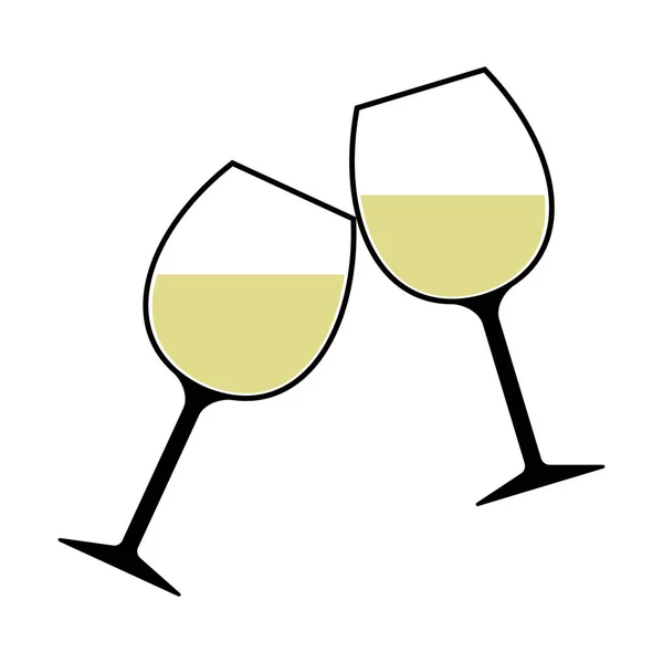 Bicchieri di vino bianco Clinking Vector isolato - Salute ! — Vettoriale Stock