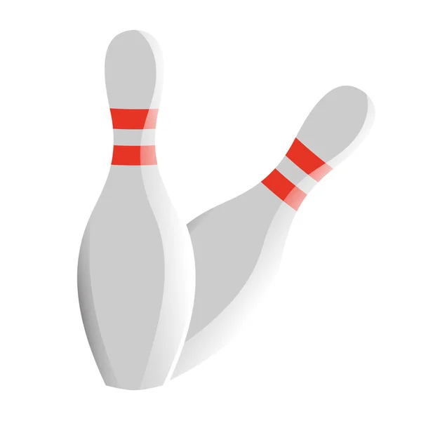 Twee Bowling pinnen te vallen vectorillustratie geïsoleerd - Strike! — Stockvector