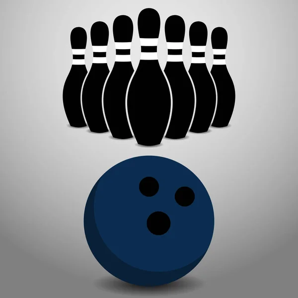 Bolos Rolling Ball, a punto de golpear una fila de alfileres Vector Ilustración — Vector de stock