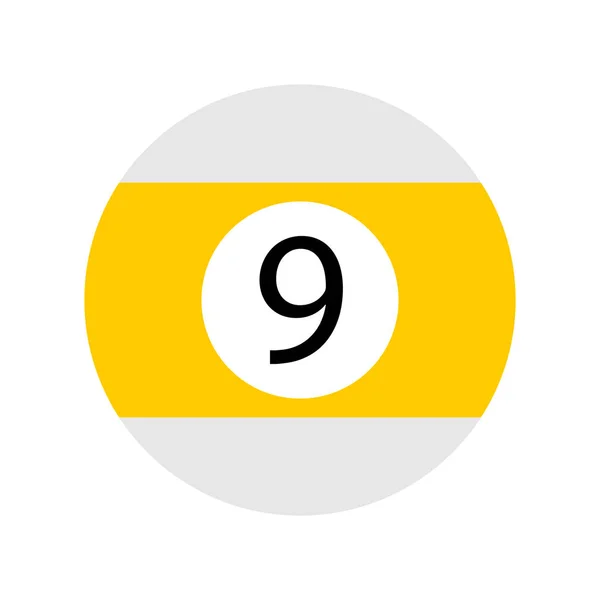 Flat Yellow Nine Pool - Icona con palla da biliardo vettoriale isolato — Vettoriale Stock