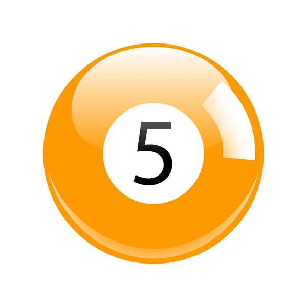 Lucido arancione cinque piscina - biliardo palla icona vettoriale isolato — Vettoriale Stock