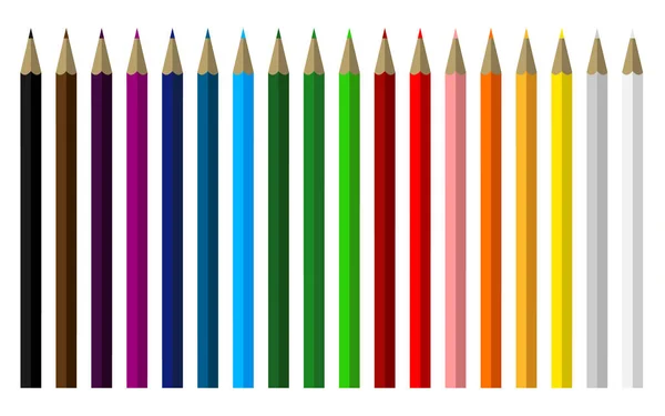 Crayons - Conjunto de lápis coloridos isolados - Desenho, Escola — Vetor de Stock