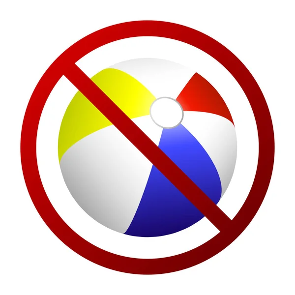 Strandbal spelen verboden teken Vector geïsoleerd — Stockvector
