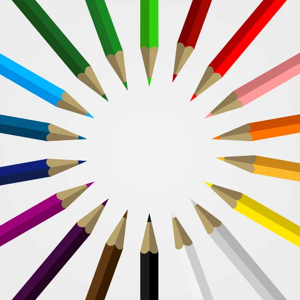 Ensemble de crayons de couleur formant un cercle avec espace vide pour votre contenu - École — Image vectorielle