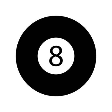 Siyah sekiz Bilardo - bilardo topu simgesini izole düz