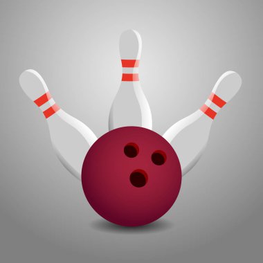 Üç isabet bowling topu illüstrasyon - Strike pimleri!