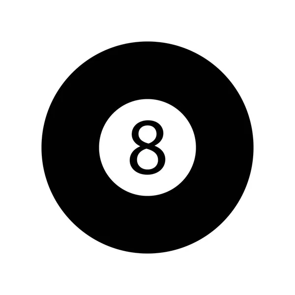 Flache schwarze Acht Pool - Billardkugel Symbol isoliert — Stockfoto