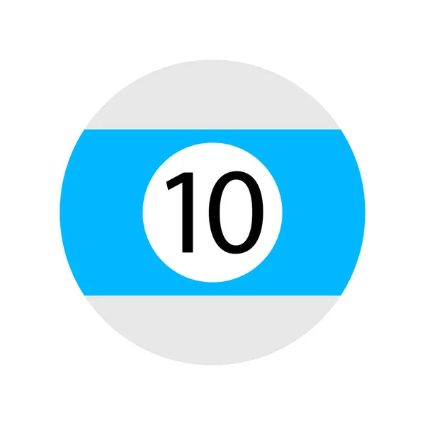 Mieszkanie niebieski basen dziesięć - bilard piłkę ikona na białym tle — Zdjęcie stockowe