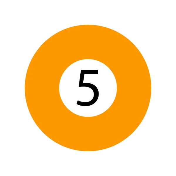 Płaskie pomarańczowy pięć basen - bilard piłkę ikona na białym tle — Zdjęcie stockowe