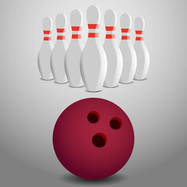 Bowling míč, odbije řadu kolíky vektorové ilustrace — Stock fotografie