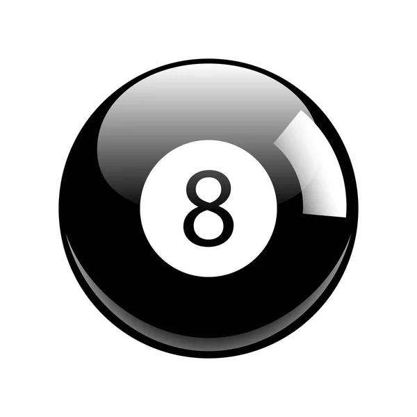 Glänsande svart åtta Pool - Biljard boll ikonen isolerade — Stockfoto