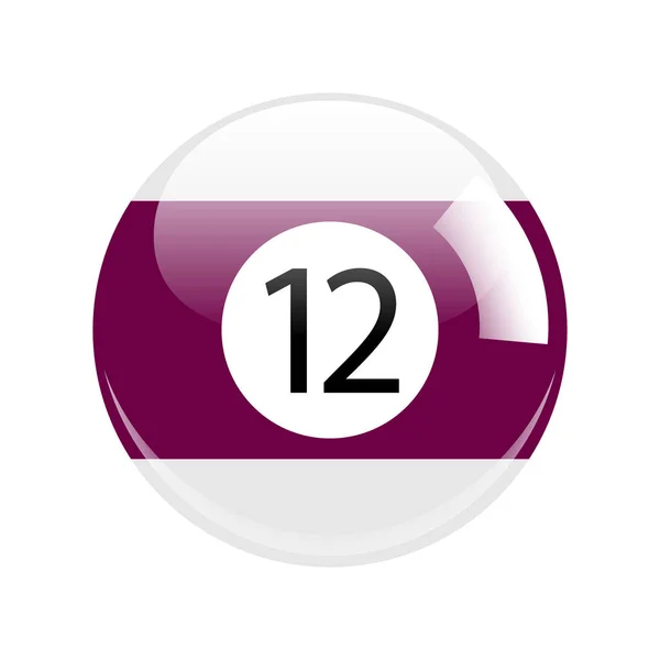 Błyszczący fioletowy dwunastu basen - bilard piłkę ikona na białym tle — Zdjęcie stockowe