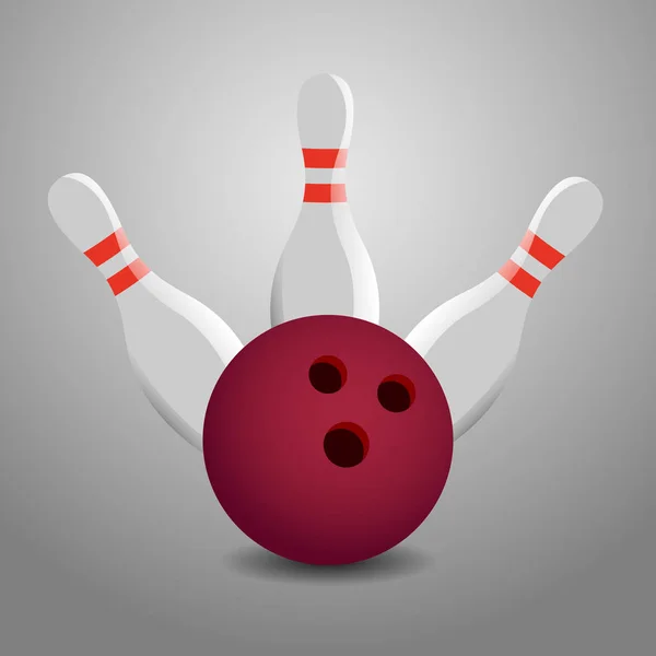 Bowlingbal raken drie pinnen Illustration - Strike! — Stockfoto