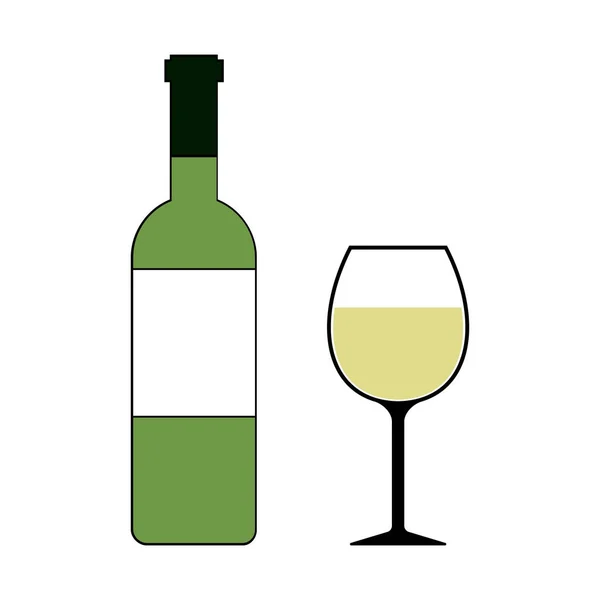 White Wine Bottle and Glass Isolated Illustration — Stock Photo, Image