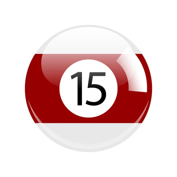 Błyszczący czerwony piętnaście basen - bilard piłkę ikona na białym tle — Zdjęcie stockowe