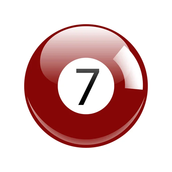 Glänsande röd sju Pool - Biljard boll ikonen isolerade — Stockfoto