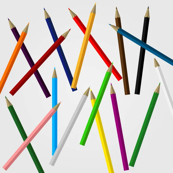 Conjunto de lápis coloridos dispostos aleatoriamente - Escola, Escritório, Desenho — Fotografia de Stock