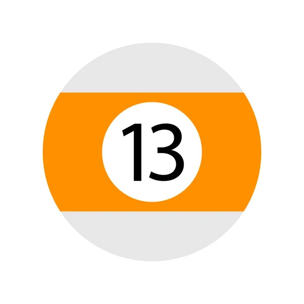 Płaskie pomarańczowy trzynaście basen - bilard piłkę ikona na białym tle — Zdjęcie stockowe