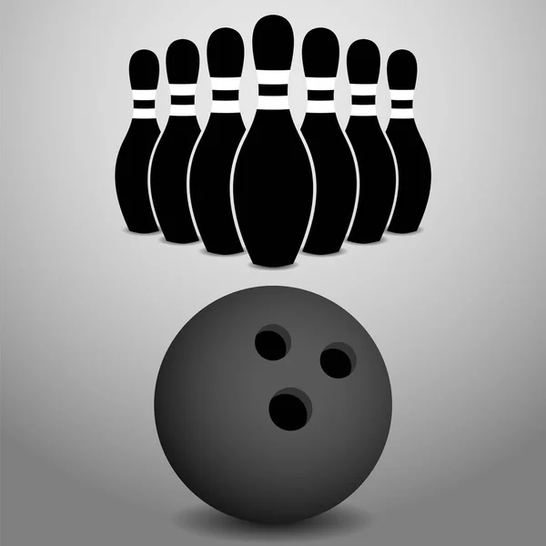 Bowling míč, odbije řadu kolíky ilustrace — Stock fotografie