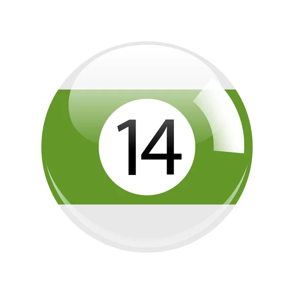 Błyszczące zielone czternaście basen - bilard piłkę ikona na białym tle — Zdjęcie stockowe