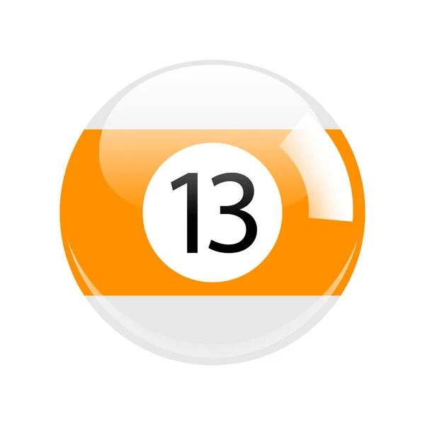 Błyszczący pomarańczowy trzynaście basen - bilard piłkę ikona na białym tle — Zdjęcie stockowe